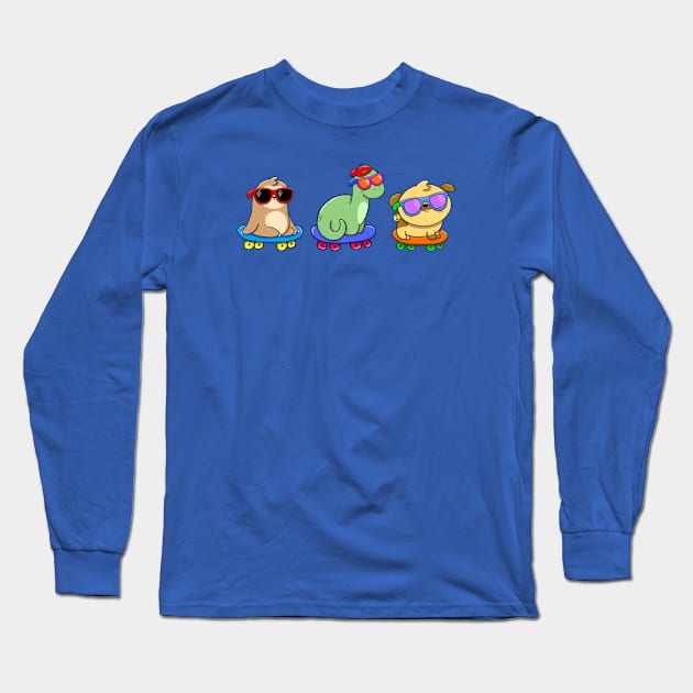 Skateboard Buddies Long Sleeve T-Shirt by JellyDoodles